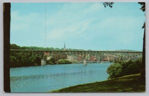 Augusta Maine~Memorial Bridge Across Kennebec~Vintage Postcard