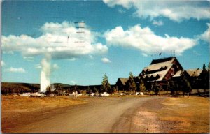 Yellowstone National Park Old Faithful Inn & Old Faithful Geyser 1963