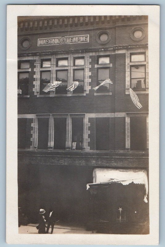 Lead South Dakota SD Postcard RPPC Photo Masonic Temple Building c1910's Antique