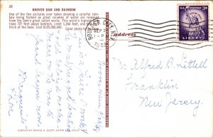 Greetings Hoover Dam Rainbow Boulder City Nevado 1958 Pm Wob Note Postcard 