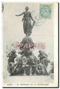 Old Postcard Paris Triumph of the Republic Lion