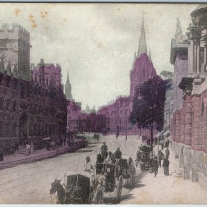 c1910s Oxford, UK College Cathedral Gothic Building Horse Carriage Postcard A38