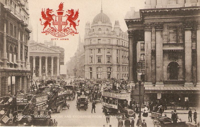 London. Mansion House and Exchange Tuck Heraldic Series PC # 2175