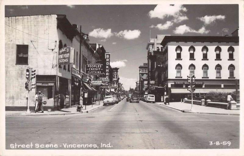Vincennes Indiana Street Scene Real Photo Vintage Postcard AA26406