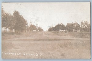 Bryant South Dakota SD Postcard RPPC Photo Underwood Street Dirt Road c1910's