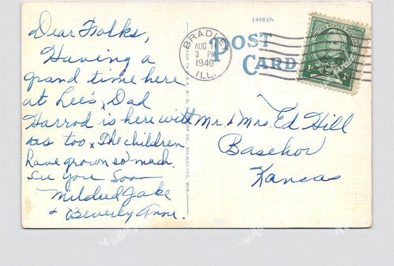 PPC POSTCARD ILLINOIS KANKAKEE BEAR BRAND HOSIERY PLAN EXTERIOR STREET VIEW 