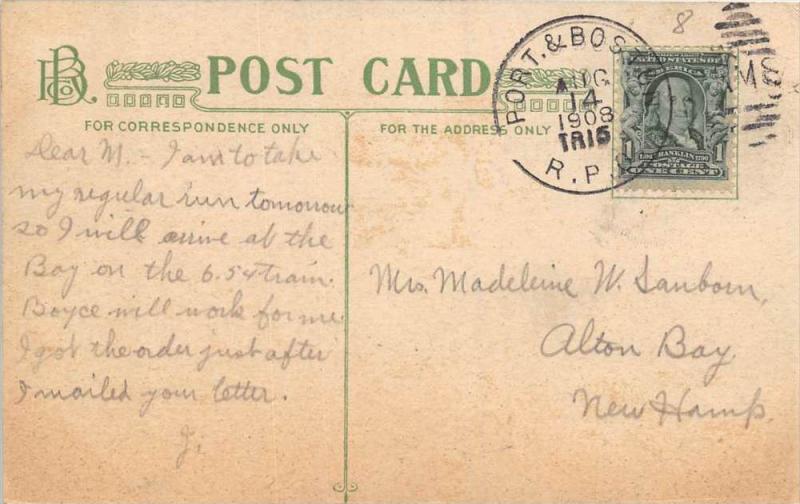 12567 MA Boston 1908   Longfellow Bridge  R.P.O.Cancel