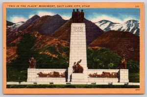 Salt Lake City Utah~This Is The Place Monument Of Mormon Pioneers~Linen Postcard
