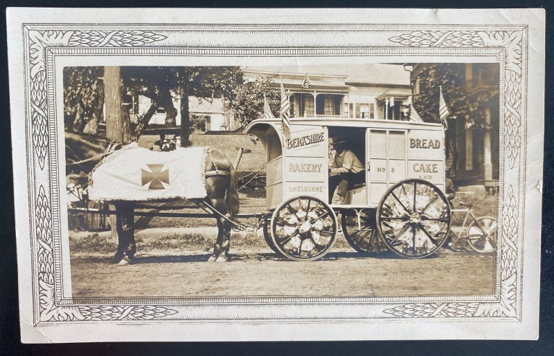 Mint USA Real Picture Postcard RPPC Advertising Wagon Berkshire Bakery Shelburne 