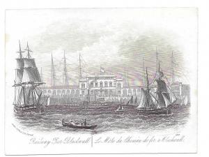 Railway Pier Blackwall 1851 Steel LIne Engraving Views of London J T Wood Print