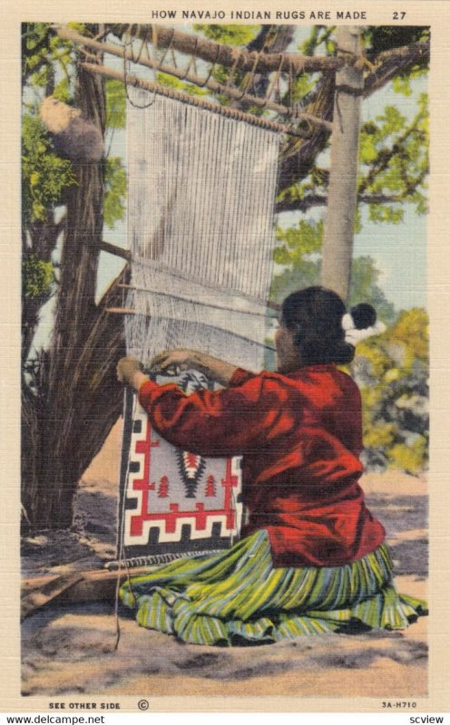 Navajo Indian making Rug , 1930-40s