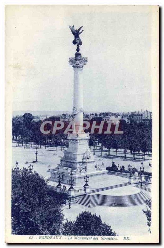 Old Postcard Bordeaux Girondins Monument