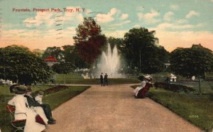 Vintage Postcard 1915 Lovely Fountain Prospect Park & Tourist Trap Troy New York