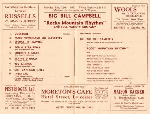 Big Bill Billy Campbell Country & Western Show Leicester Theatre Programme