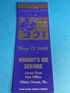 Matchbook Cover - Wright's Ice Service Winter Haven FL Florida MB147