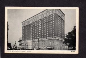 MI Hotel Statler Detroit Michigan Postcard Black and White PC