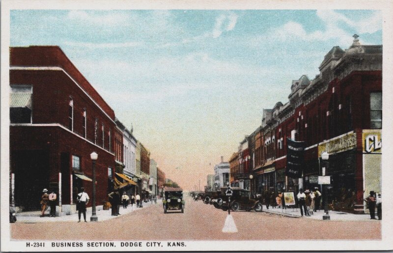 Business Section Dodge City Kansas Vintage Postcard C091