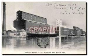 Old Postcard Candian Pacific Railway elevators Fort William, Ont Boat