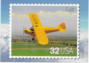 US Aircraft. unused. Cub. 5X7  Includes matching stamp #3142c.  Nice