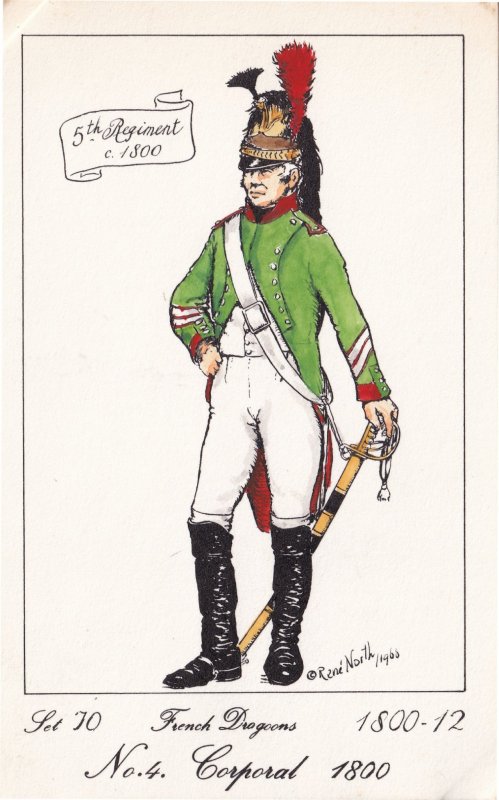 French Dragoon Corporal 1810 Soldier Napoleonic War Uniform Military Postcard