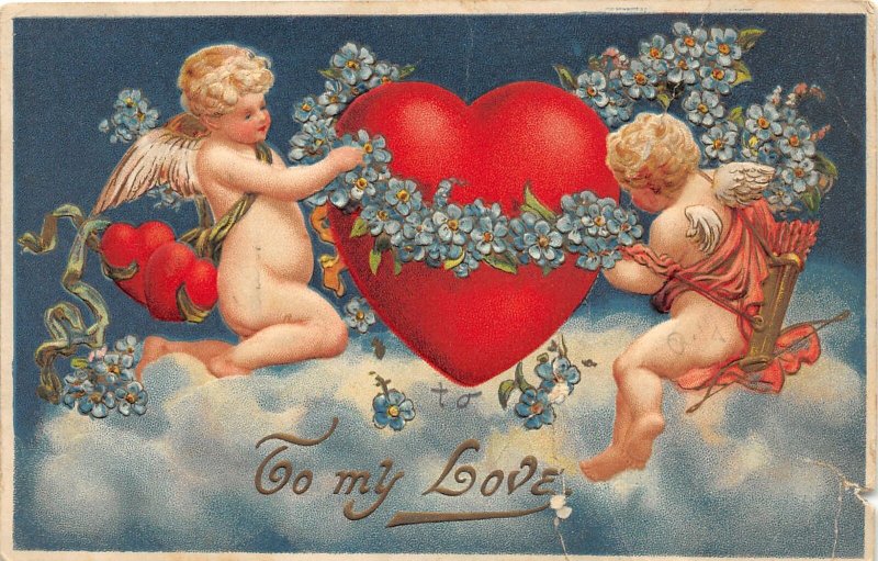 G14/ Valentine's Day Love Holiday Postcard c1910 Cupids Fantasy Heart 5