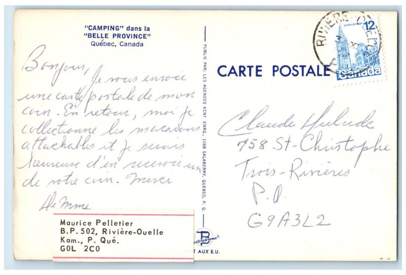 c1950's St. Pascal Kam. Camping Dans La Belle Province Quebec Canada Postcard