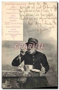 Old Postcard Fancy Fatherland Grand Hotel Pitou Army Menu