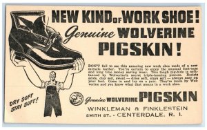 c1905 Genuine Wolverine Pigskin Centerdale RI Work Shoe Advertising Postcard