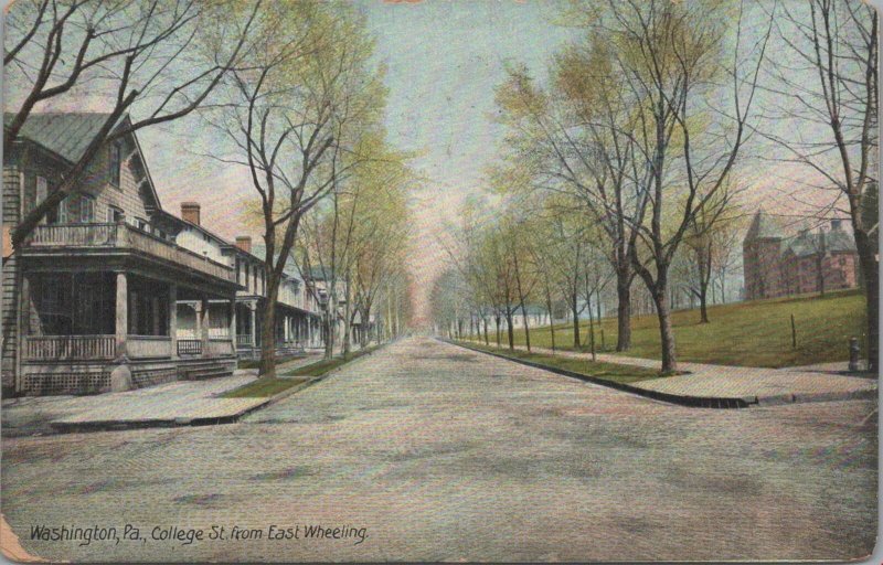 Postcard College St From East Wheeling Washington PA