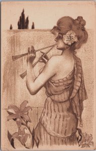 Art Nouveau Lady Vintage Postcard C112