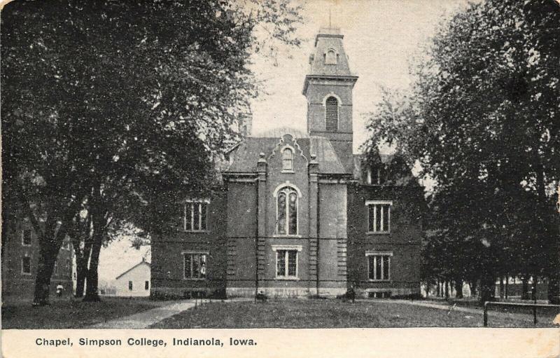 Indianola Iowa~Simpson College~Victorian Gothic Chapel~Buildings~1908 B&W PC 