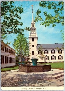 Trinity Church Newport Rhode Island Fountain & Garden Anglican Church Postcard