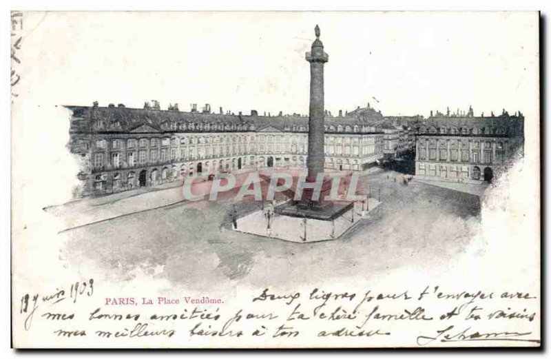 Paris - 1 - Place Vendome Old Postcard