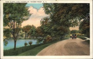 Rouses Point NY Lake Champlain Road c1920 Postcard