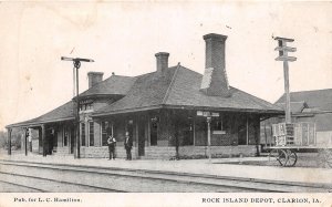 J44/ Clarion Iowa Postcard c1910 Rock Island Railroad Depot Station 134
