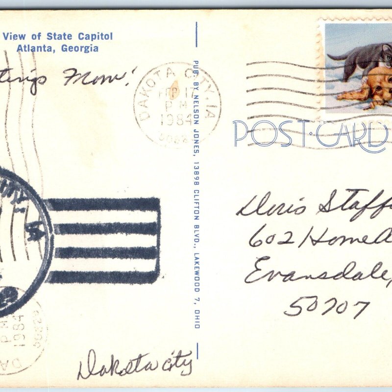 1984 Dakota City, IA Post Office Cancel Postcard Town USPO Postal History A268