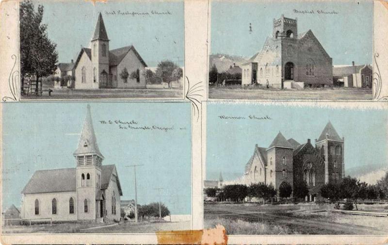 Le Grand Oregon Church Multiview Historic Bldgs Antique Postcard K31917