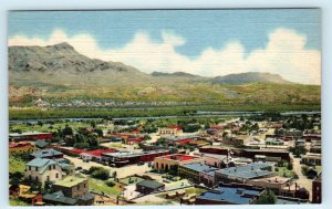 HOT SPRINGS, NM ~ BIRD'S EYE View of TOWN c11940s Linen Sierra County Postcard