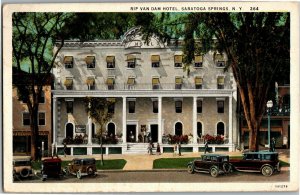 View of Rip Van Dam Hotel, Saratoga Springs NY c1936 Vintage Postcard C61