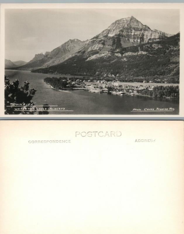 Townsite Waterton Lagos Alberta Canada Vintage RPPC Real Foto Tarjeta Postal