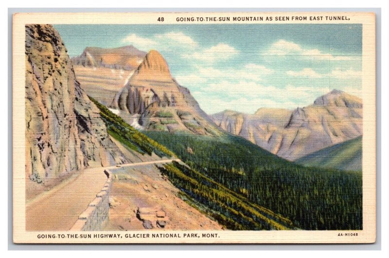 Going to the Sun Highway Glacier National Park Montana MT UNP Linen Postcard N25