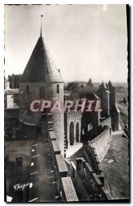 Postcard Old Cite in Carcassonne Tower Justee Saint Locis and defensec of the...