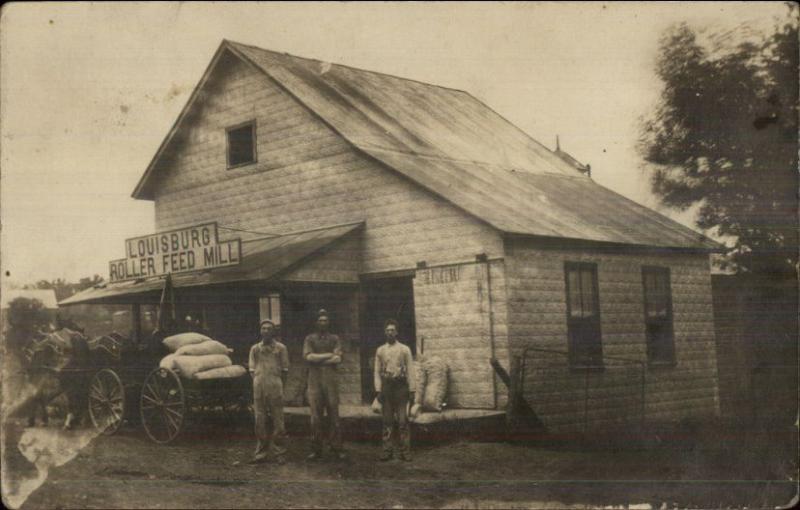 Louisburg NC Roller Feed Mill c1910 Real Photo Postcard