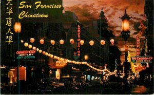 California San Francisco Chinatown Night autos Roberts Postcard 22-4972