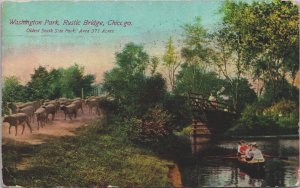 Washington Park Rustic Bridge Chicago Illinois Postcard C157