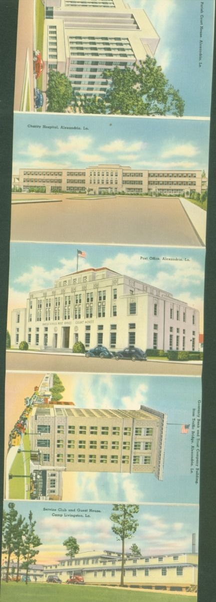 Alexandria Louisiana Surroundng Army Camps 18 View Souvenir Folder Postcard 1945 Hippostcard