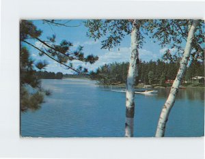 Postcard A sparkling gem in a forest-green setting, Vacationland Scene