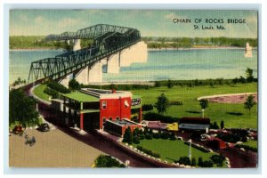 1949 Bird's Eye View Chain Of Rocks Bridge St. Louis Missouri MO Postcard