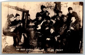 RPPC  US Army  1st Corp.  Soldiers Playing Instruments on Front Postcard