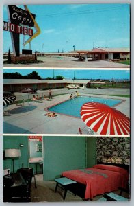 Postcard Tulsa OK c1960 Western Capri Motel & Restaurant Multi View Pool